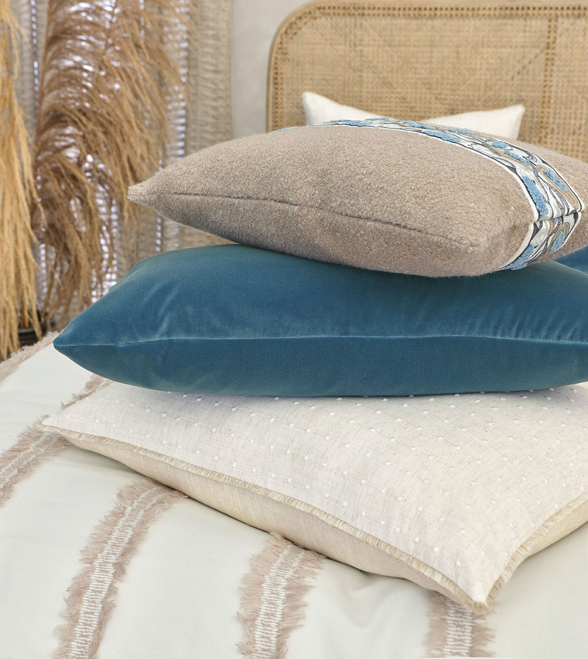 Uma Velvet Decorative Pillow in Blue