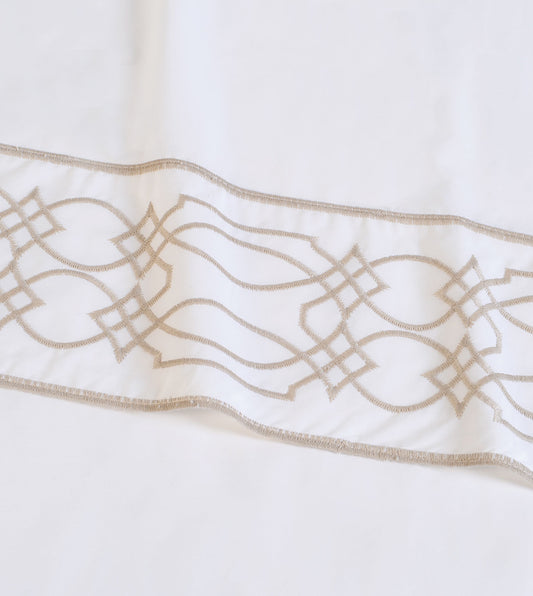 Nicola Embroidered Border Flat Sheet in Wheat