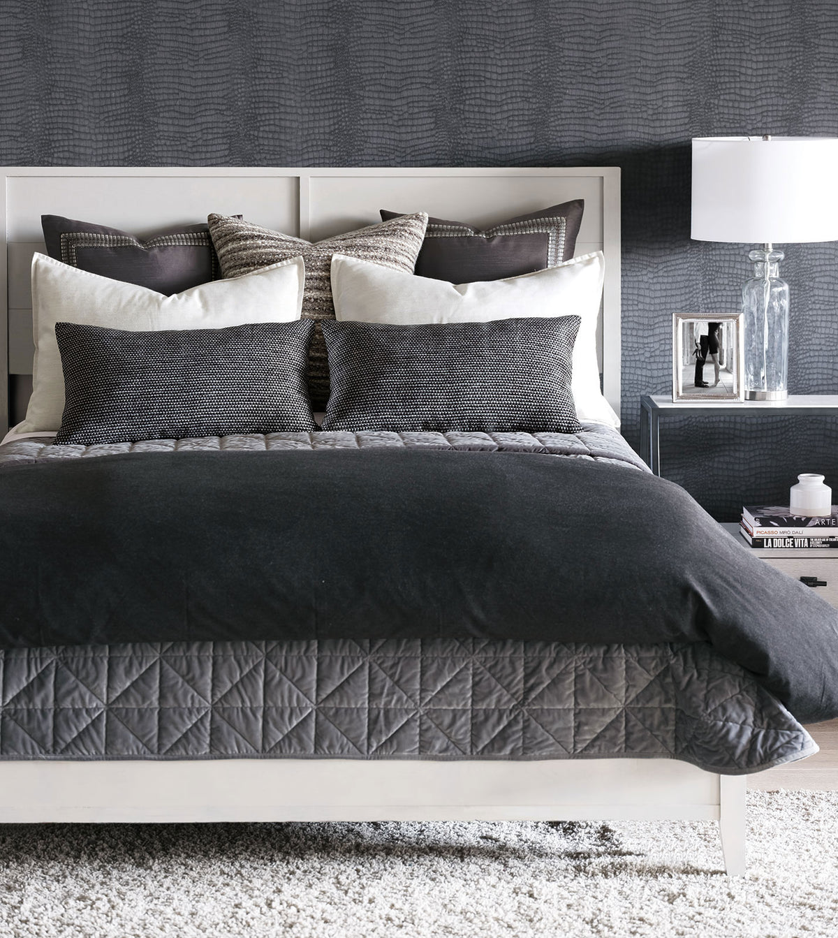 Edris Charcoal With Mitered Border