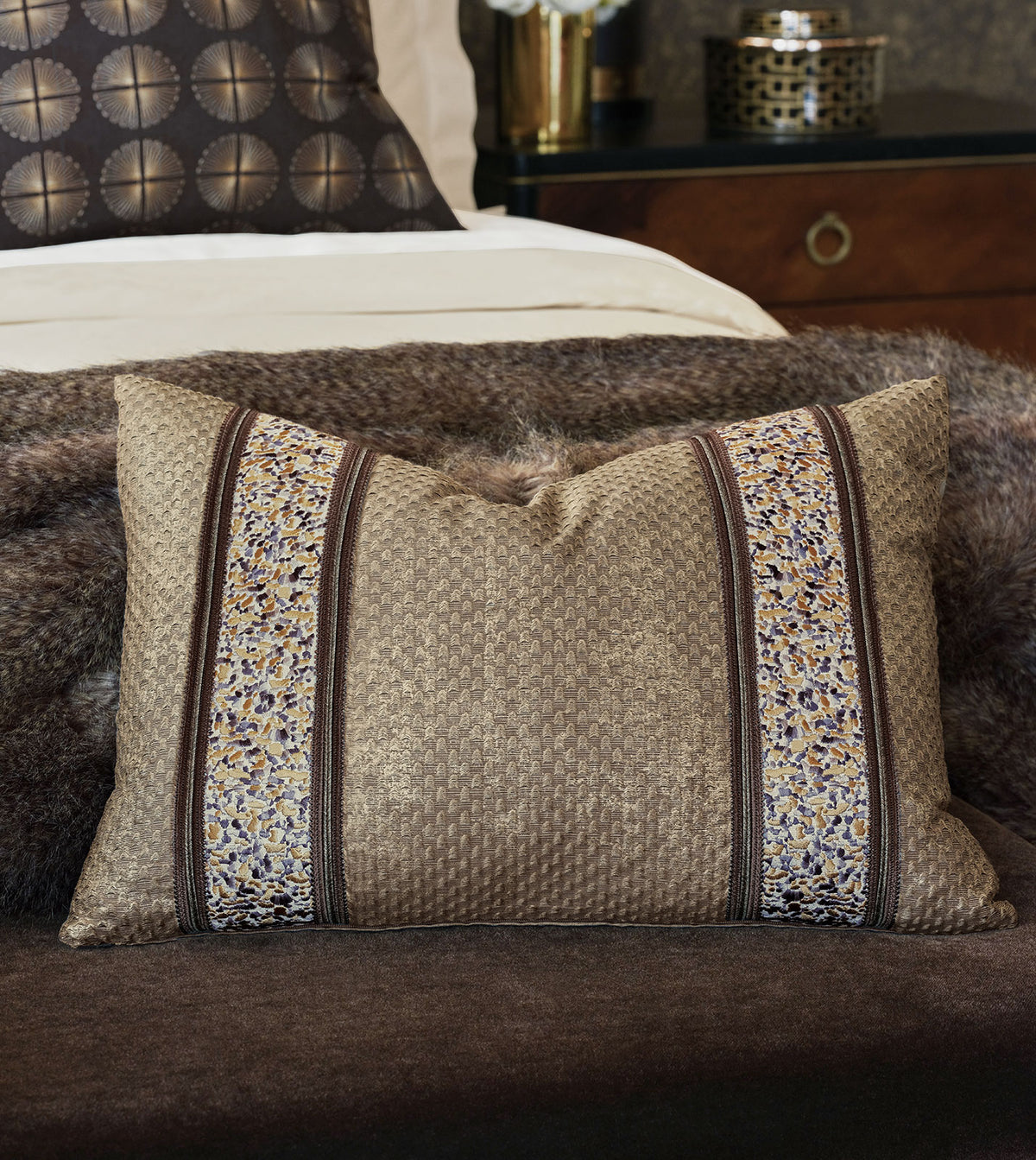 Indochine Metallic Stripe Decorative Pillow