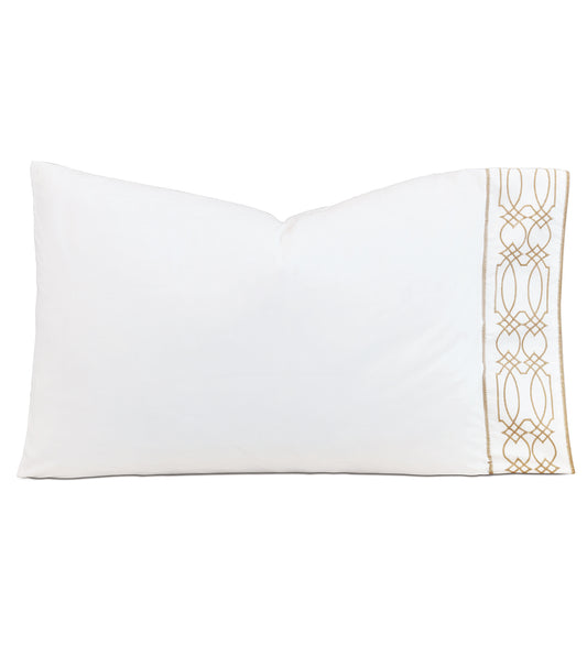 Nicola Embroidered Border Pillowcase in Wheat