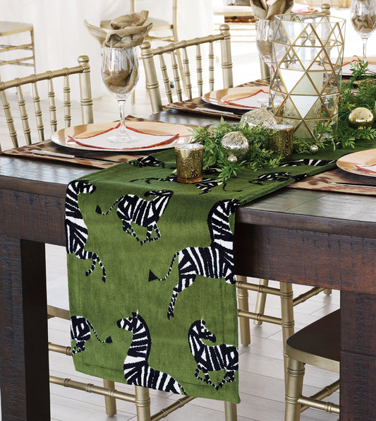 Tenenbaum Zebra Table Runner in Sage