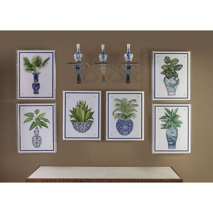 Garden of Blue Round Vases Set/3