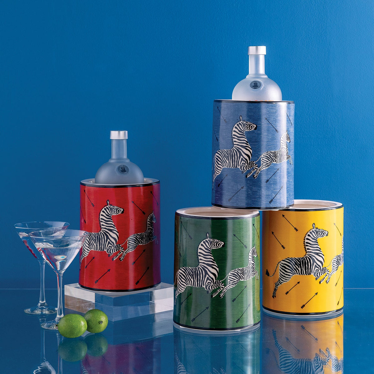 Zebra Blue Ice Bucket