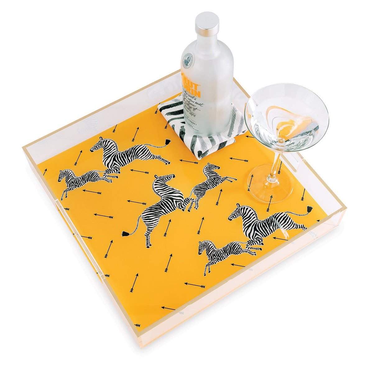 Zebra Yellow Lucite Tray