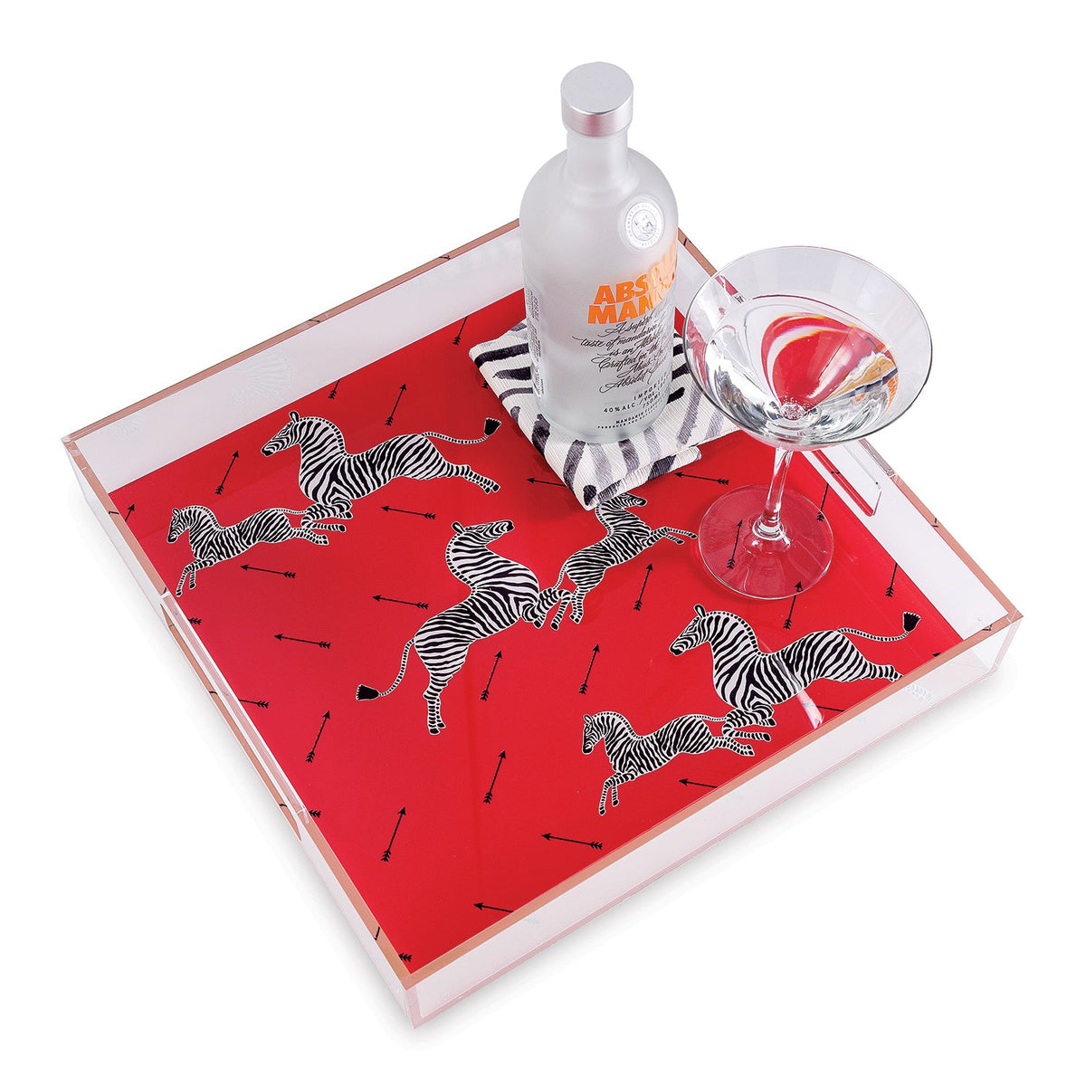 Zebra Red Lucite Tray