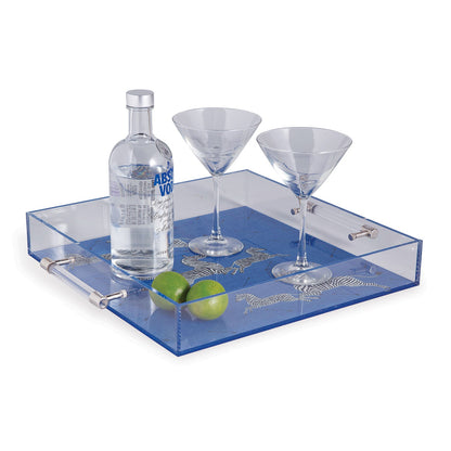 Zebra Blue Lucite Tray
