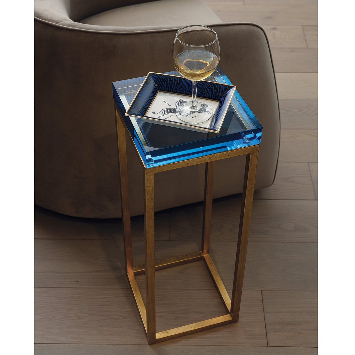 Drake Lucite Blue Table / Gold