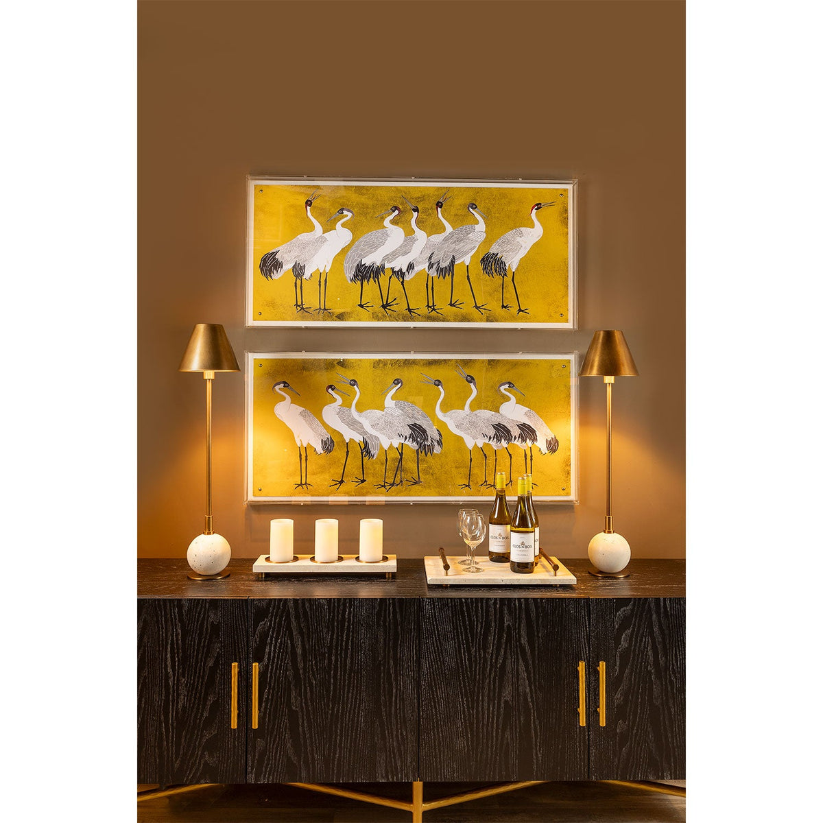 Boston Brass / Cream Buffet Lamps Set/2