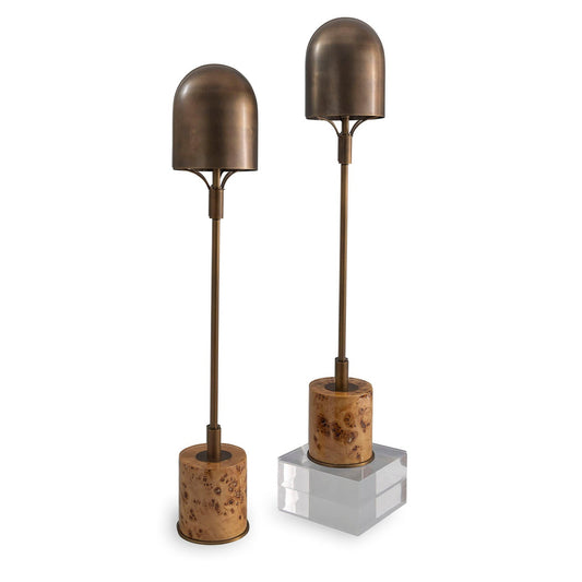 Oppa Burl Wood Buffet Lamps Set/2