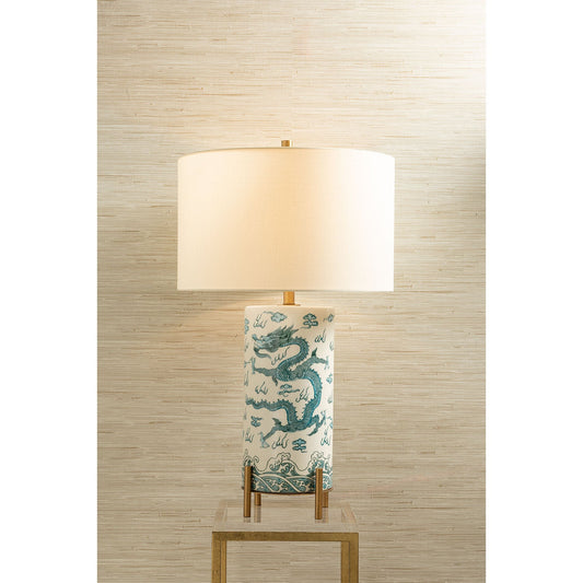 Imperial Dragon Teal Lamp