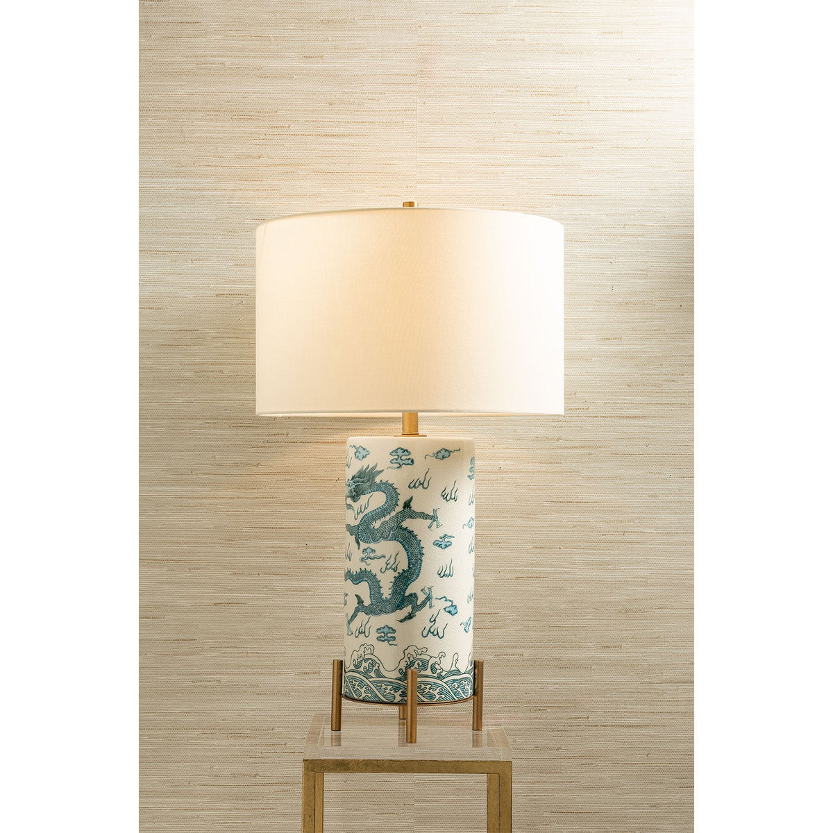 Imperial Dragon Teal Lamp