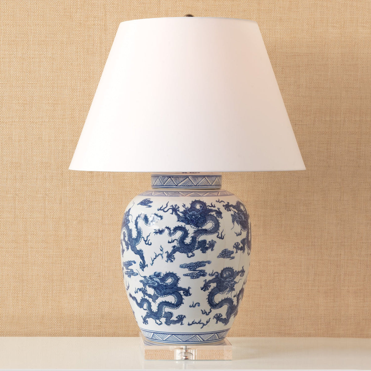 Dragon Navy Lamp 29"H