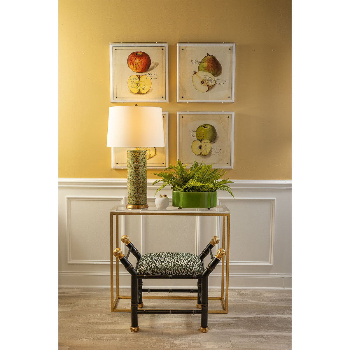 Richmond Damask Green Lamp