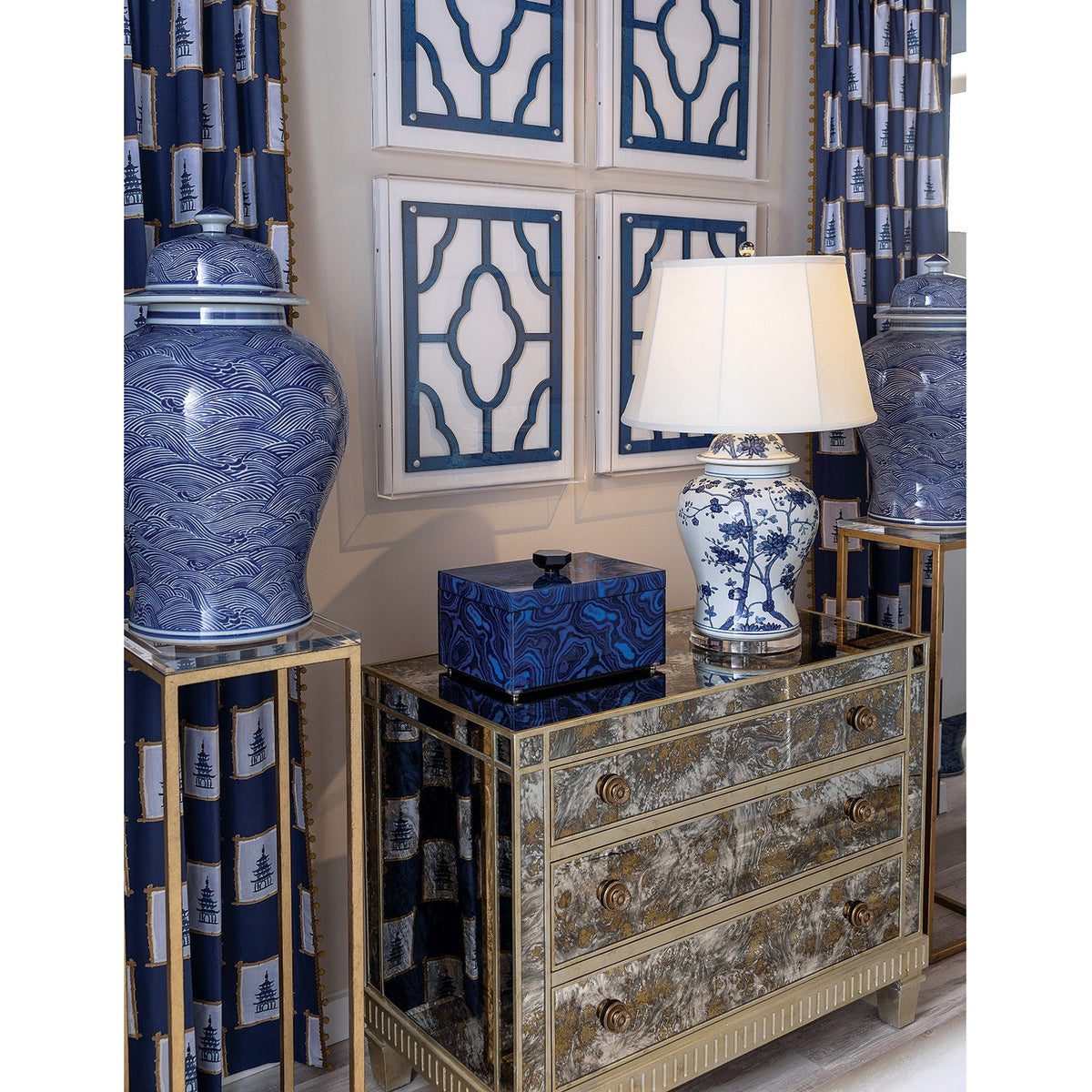 Georgia Blue Lamp 31"H