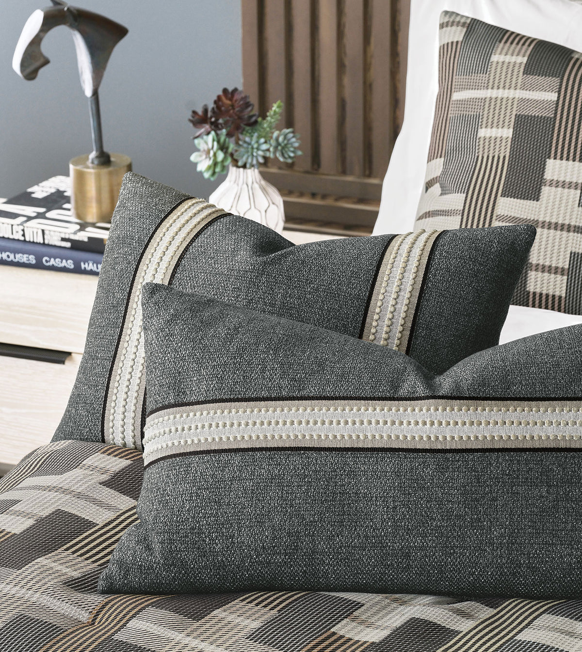 Enoch Textured Border Decorative Pillow