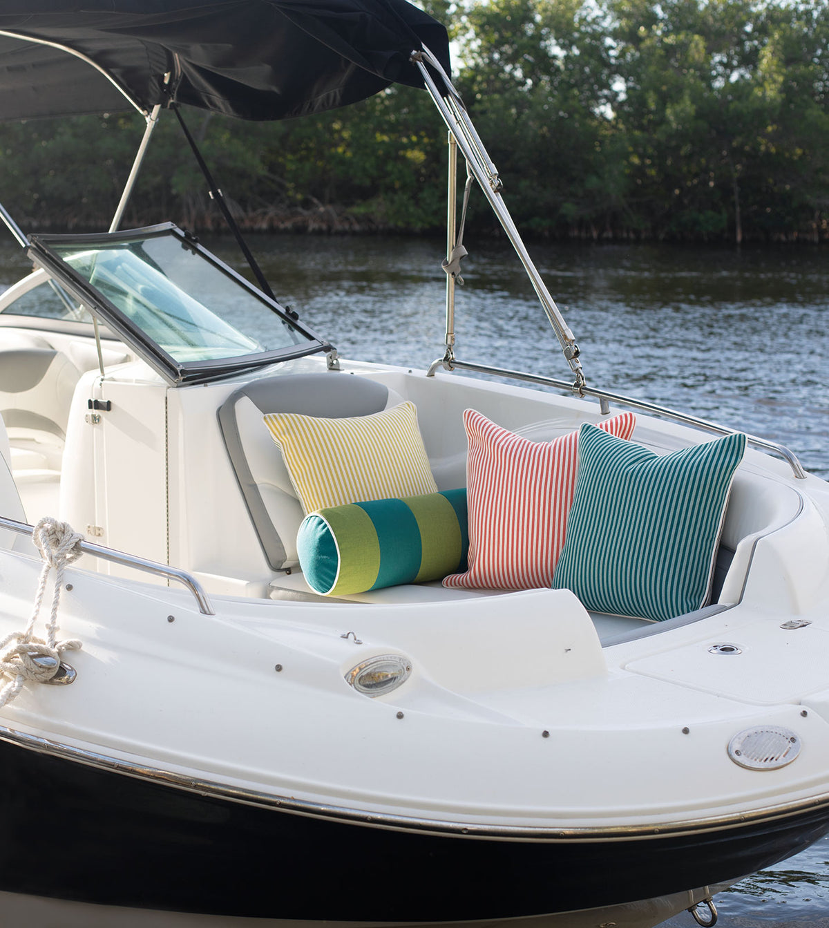 Plage Striped Bolster in Teal