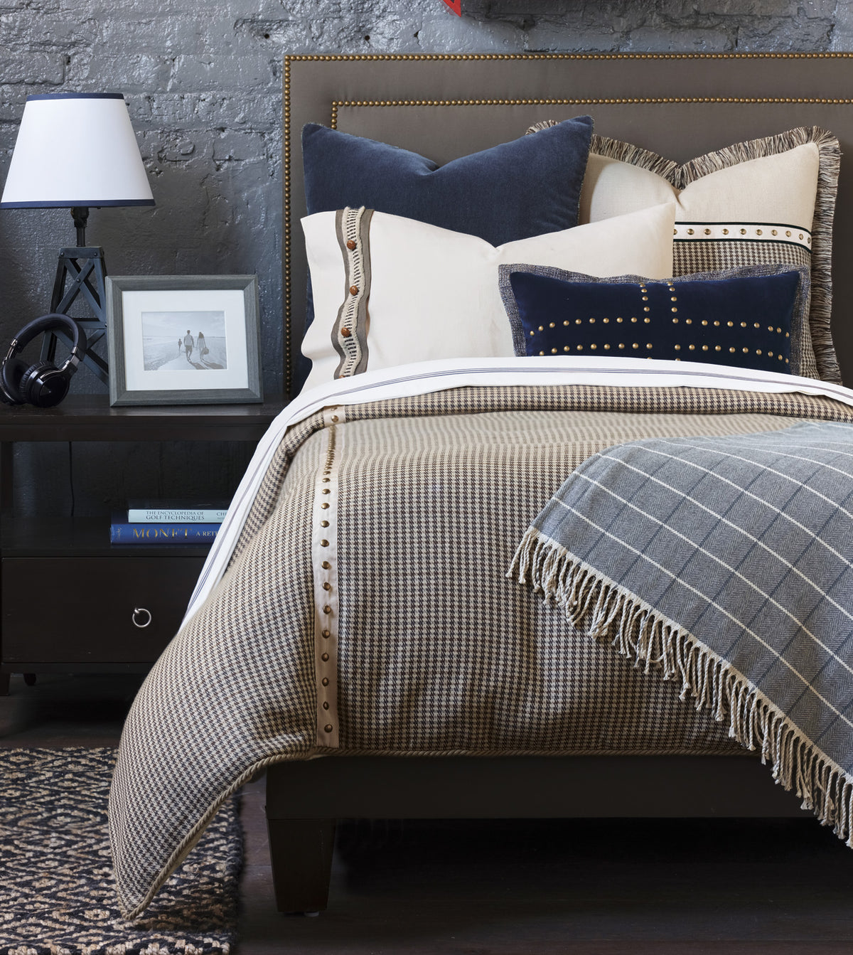 Plush Navy With Nailheads
