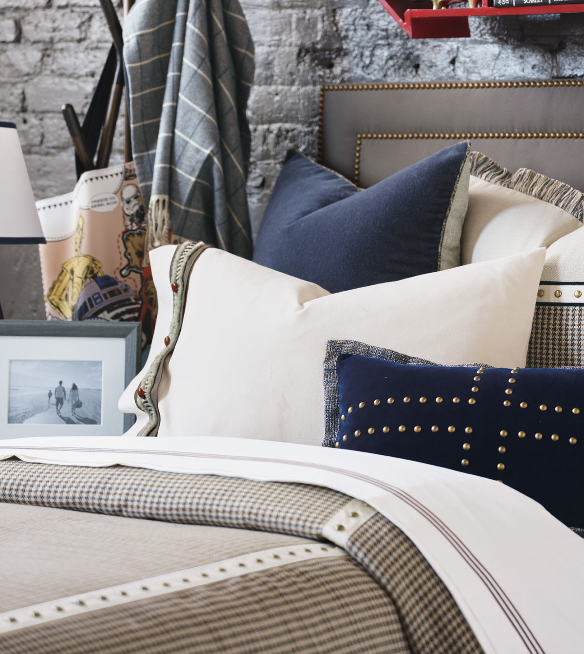 Plush Navy With Nailheads