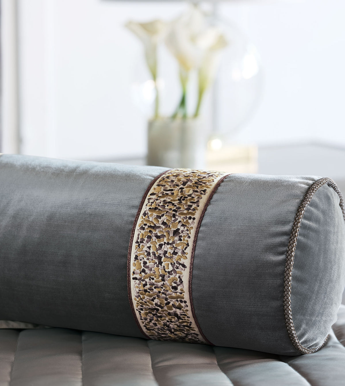 Indochine Embroidered Trim Bolster