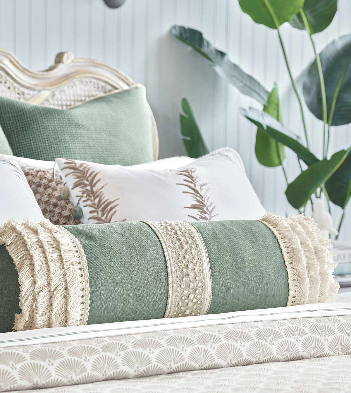 Casa Guava Embroidered Bolster