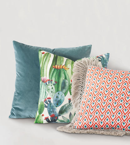 Uma Velvet Decorative Pillow In Teal