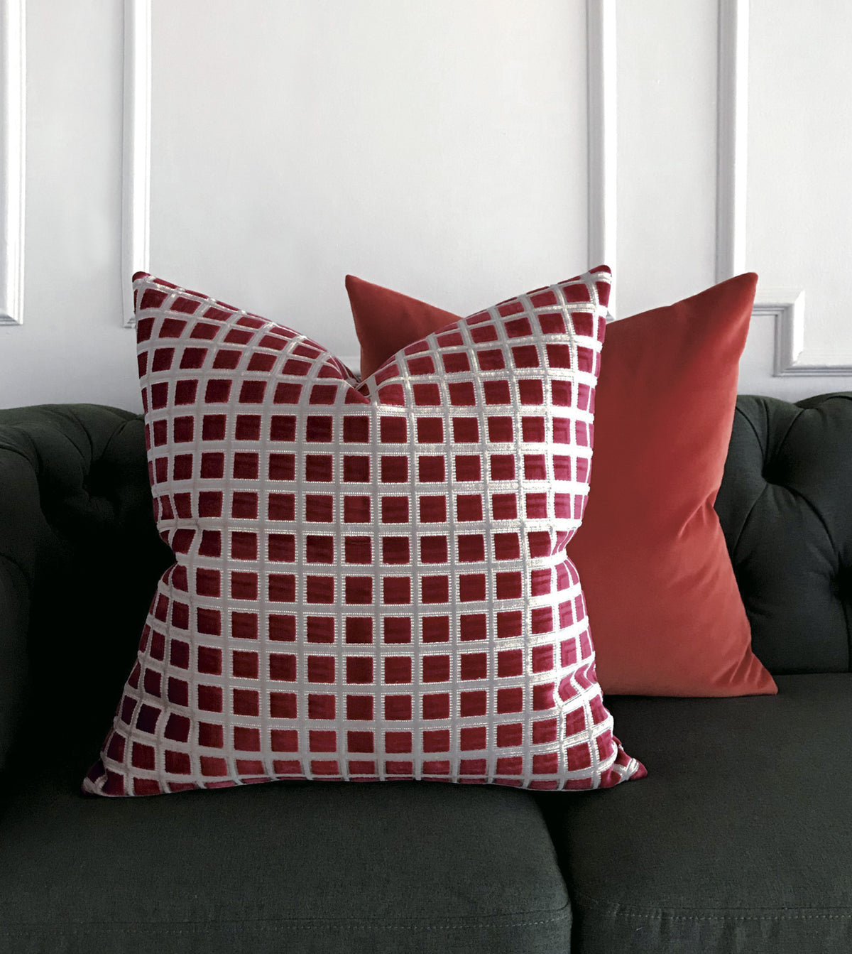 Uma Velvet Decorative Pillow In Rust
