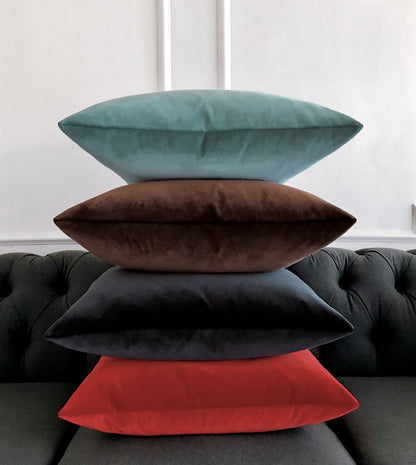 Uma Velvet Decorative Pillow In Rust