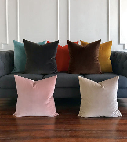 Uma Velvet Decorative Pillow In Rust