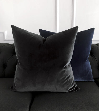 Uma Velvet Decorative Pillow In Charcoal