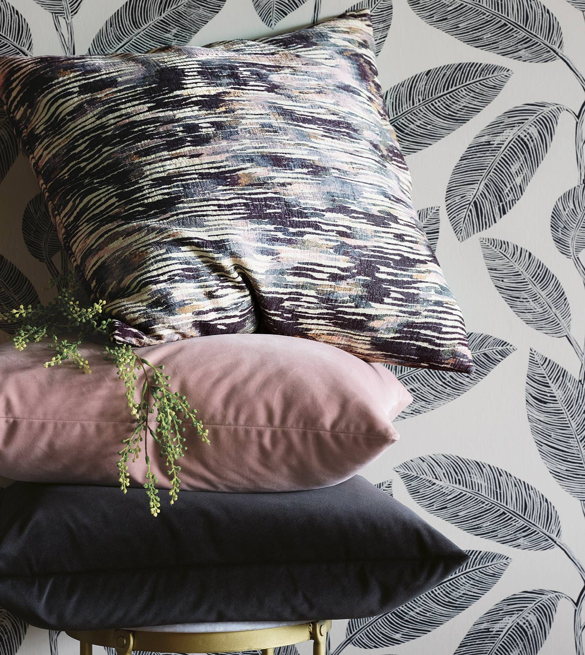 Uma Velvet Decorative Pillow In Charcoal