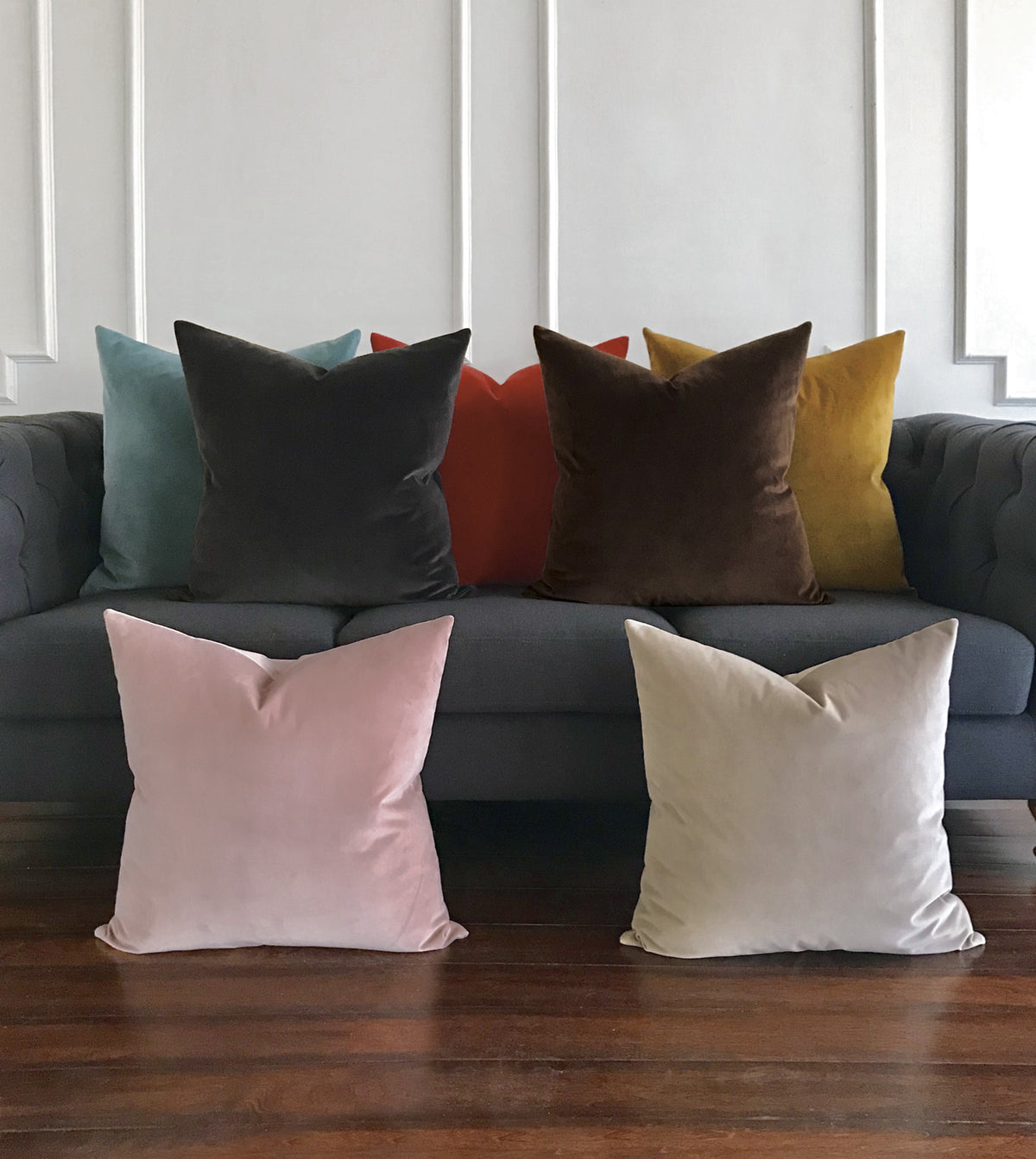 Uma Velvet Decorative Pillow In Khaki