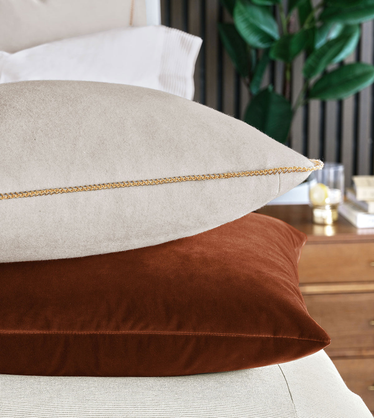 Uma Velvet Decorative Pillow In Orange
