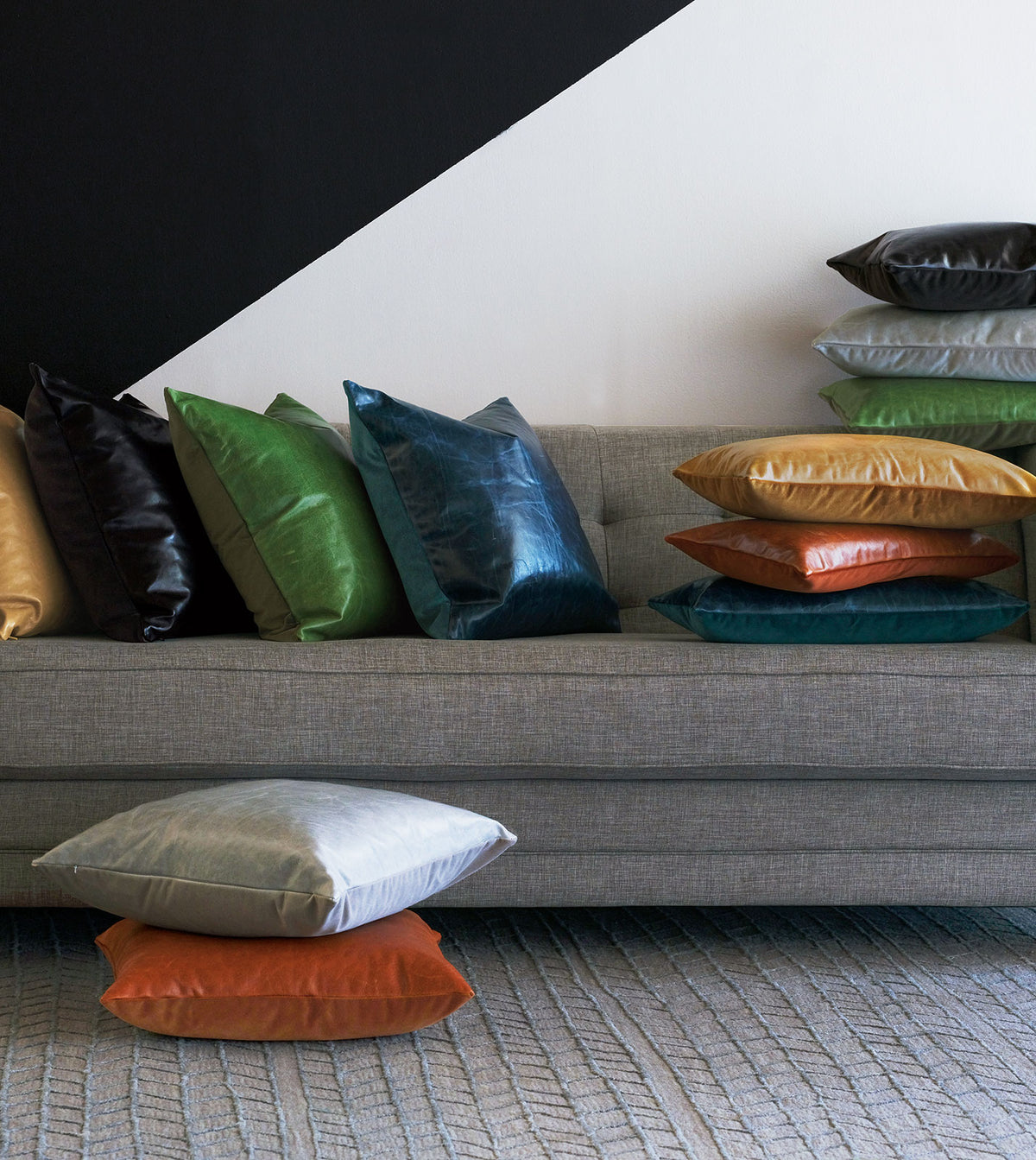 Tudor Leather Decorative Pillow in Cognac