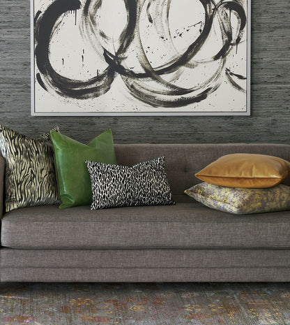Tudor Leather Decorative Pillow In Gold