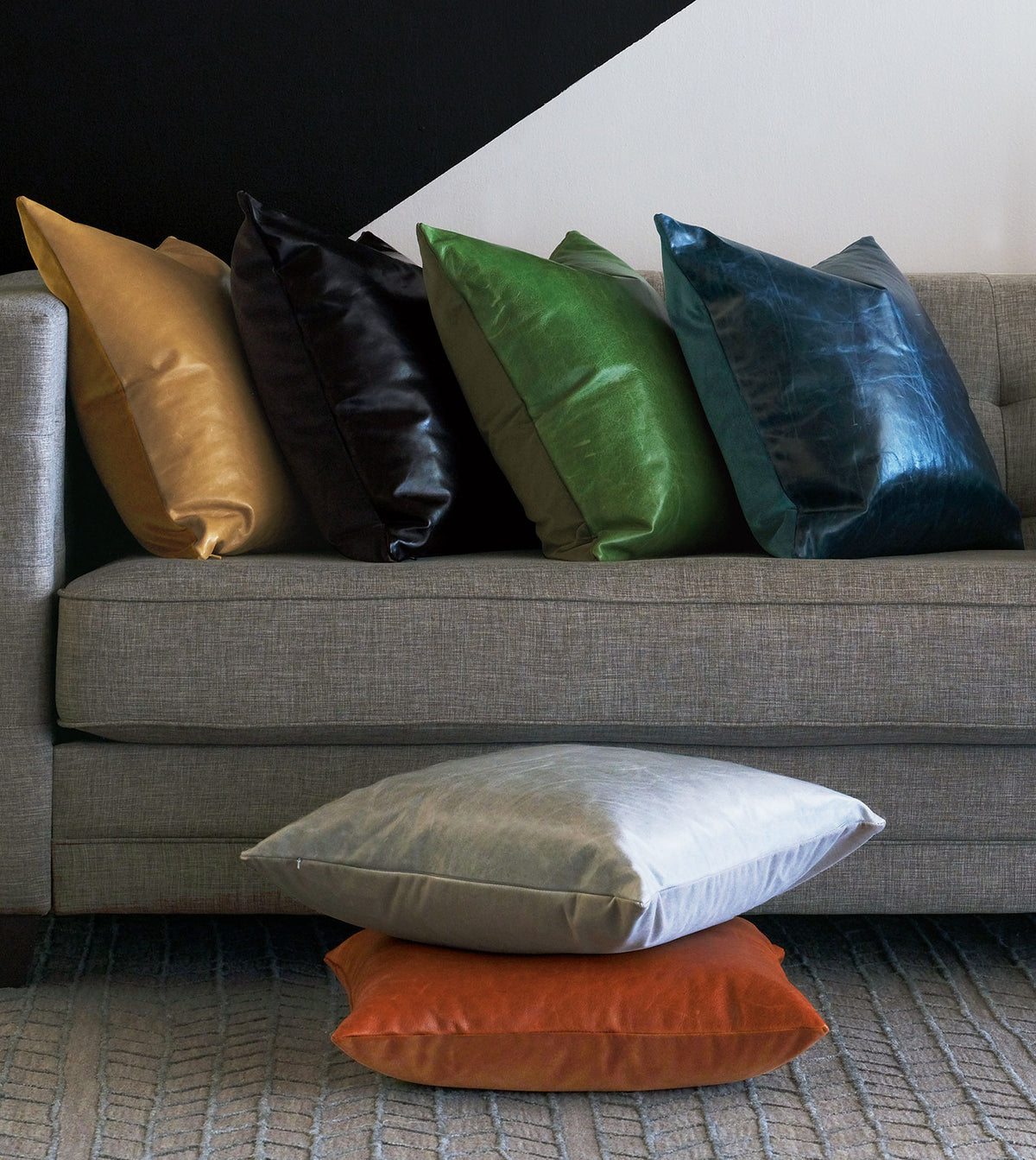 Tudor Leather Decorative Pillow In Gold
