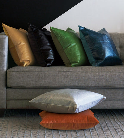 Tudor Leather Decorative Pillow In Gold