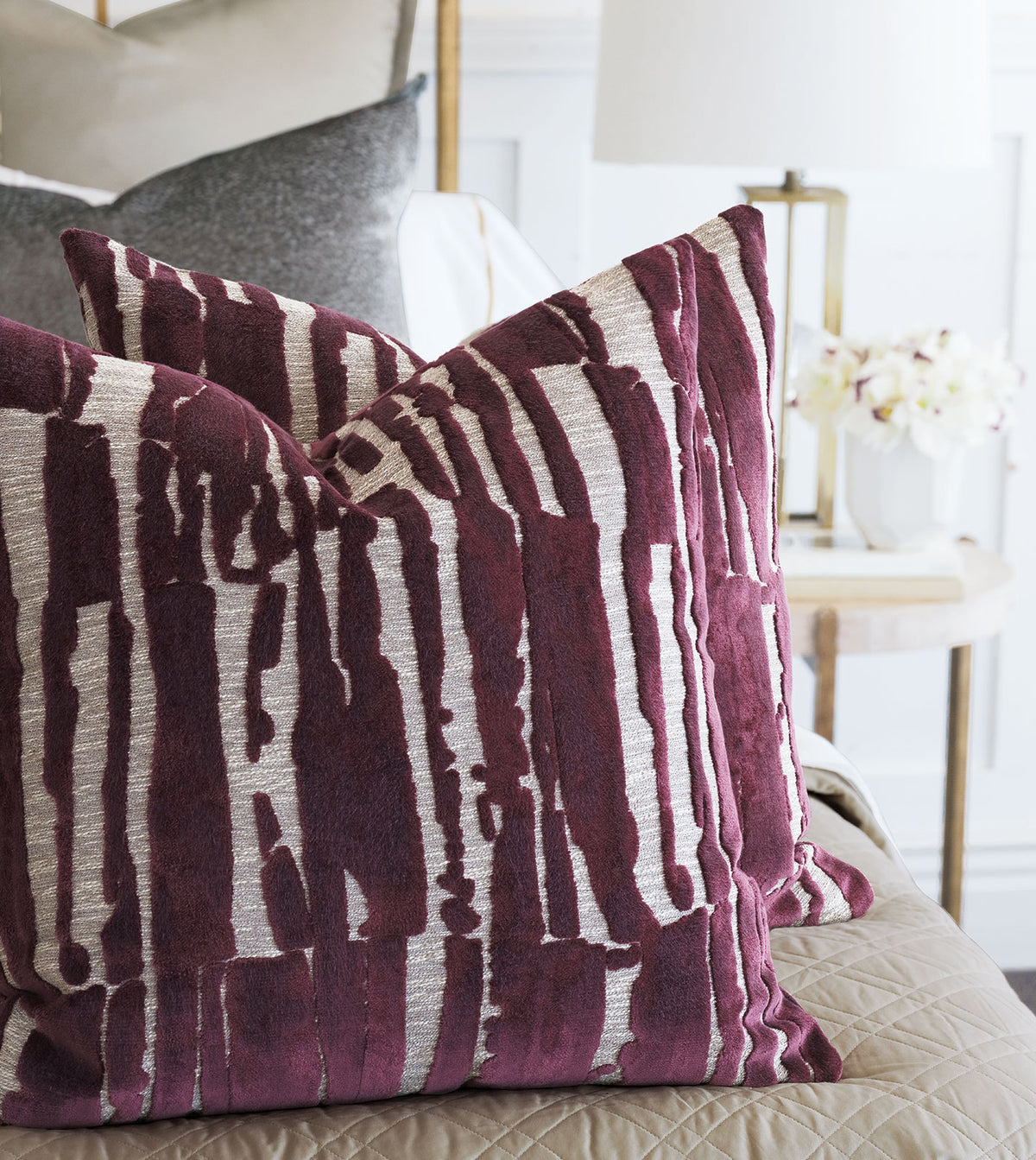 Rivia Velvet Decorative Pillow in Wildberry