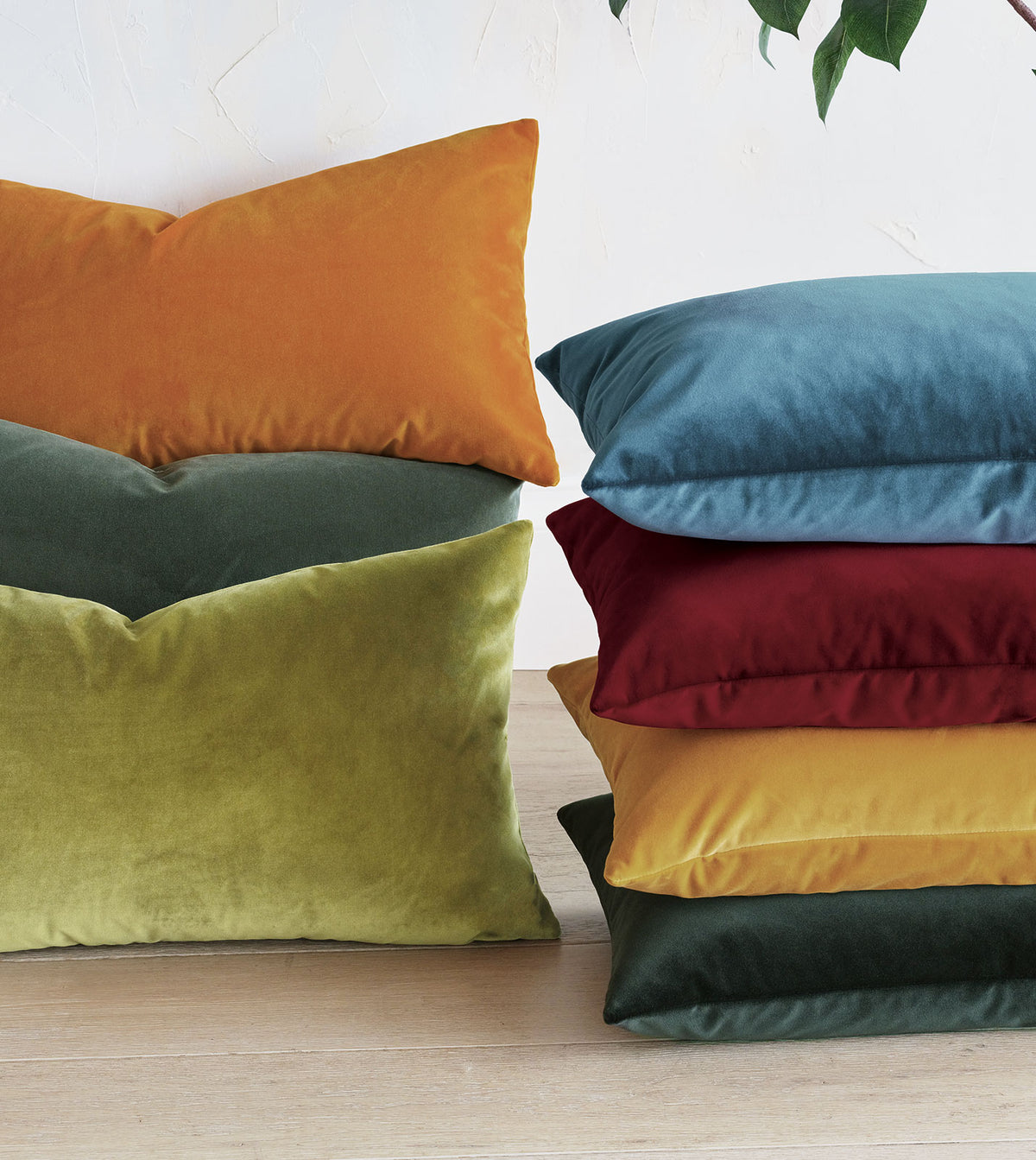 Uma Velvet Decorative Pillow in Blue