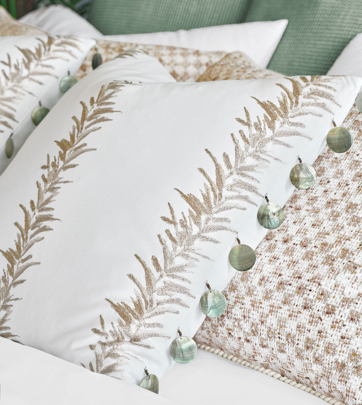 Casa Guava Beaded Trim Decorative Pillow