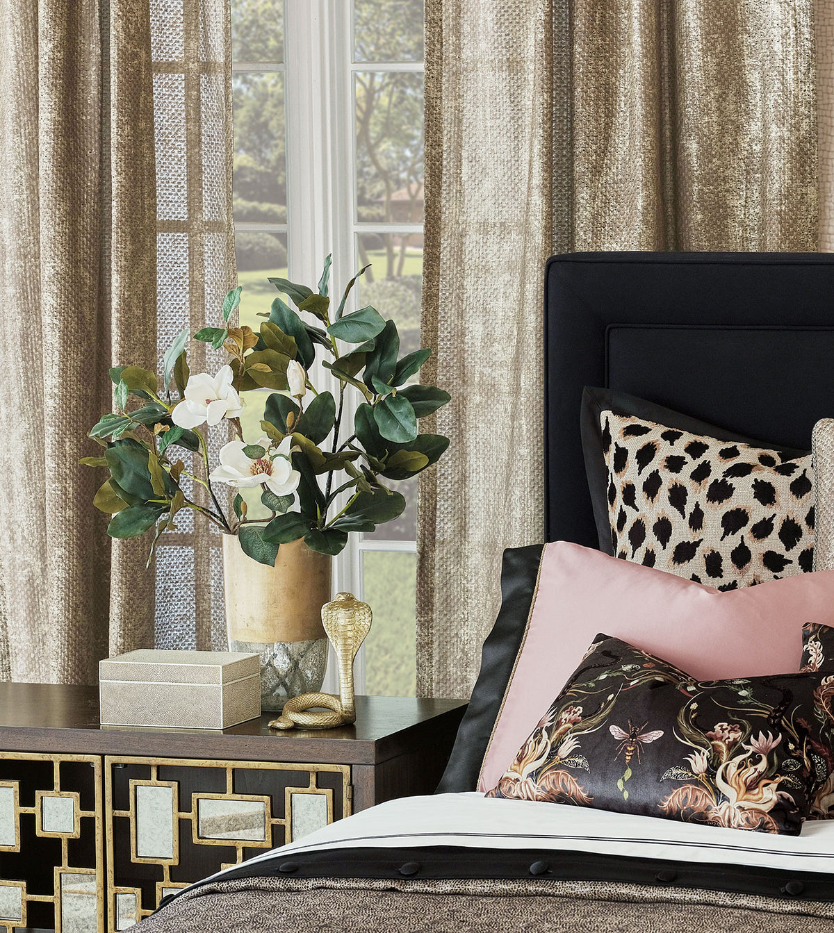 Indochine Metallic Curtain Panel