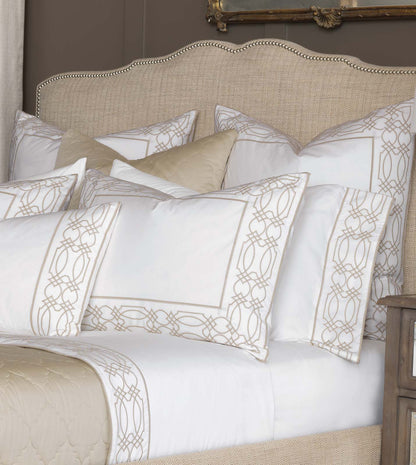 Nicola Embroidered Border Flat Sheet in Wheat