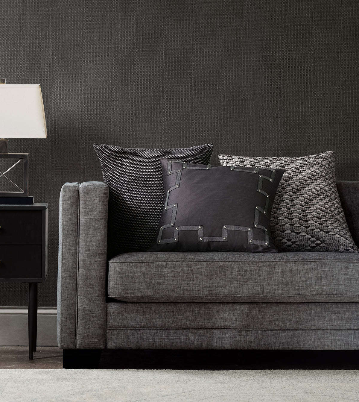 Edris Charcoal With Gimp & Nailheads