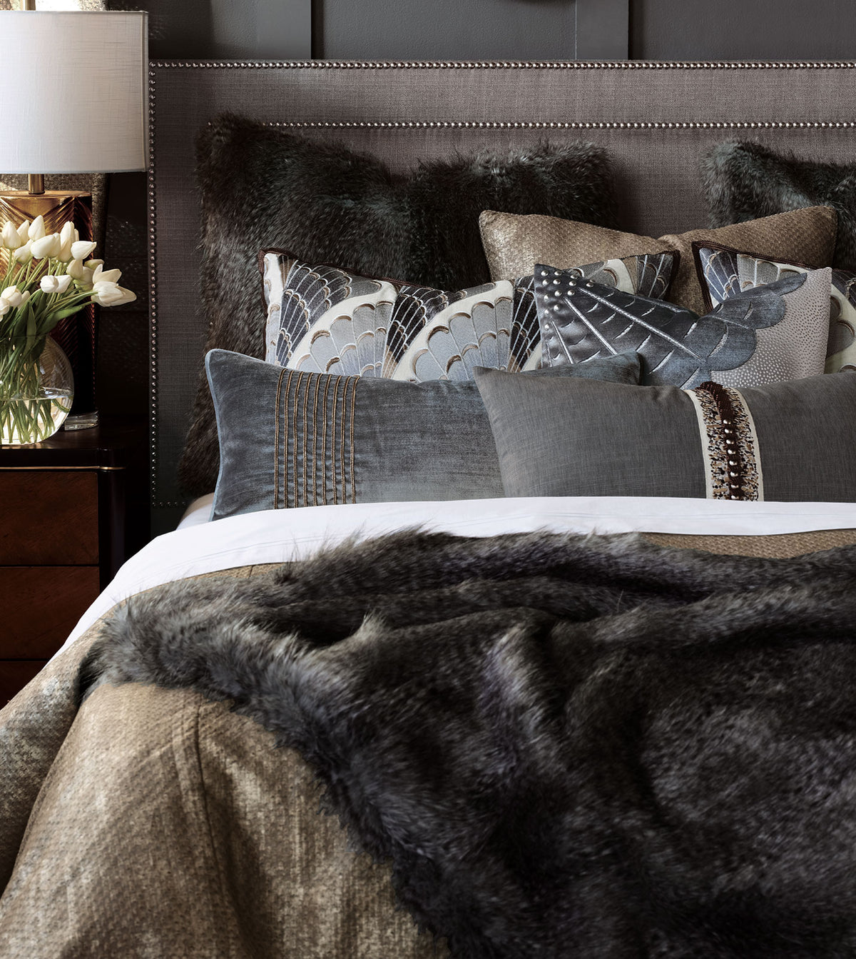 Indochine Pleated Trim Decorative Pillow
