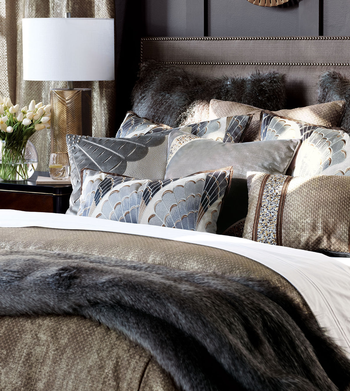 Indochine Velvet Applique Decorative Pillow