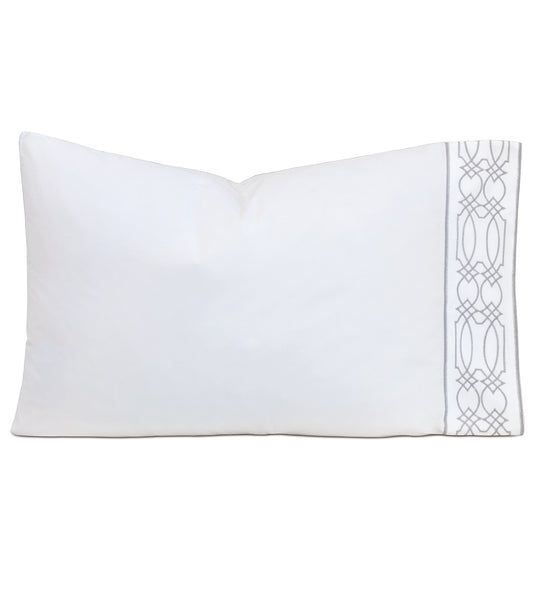 Nicola Embroidered Border Pillowcase in Gray