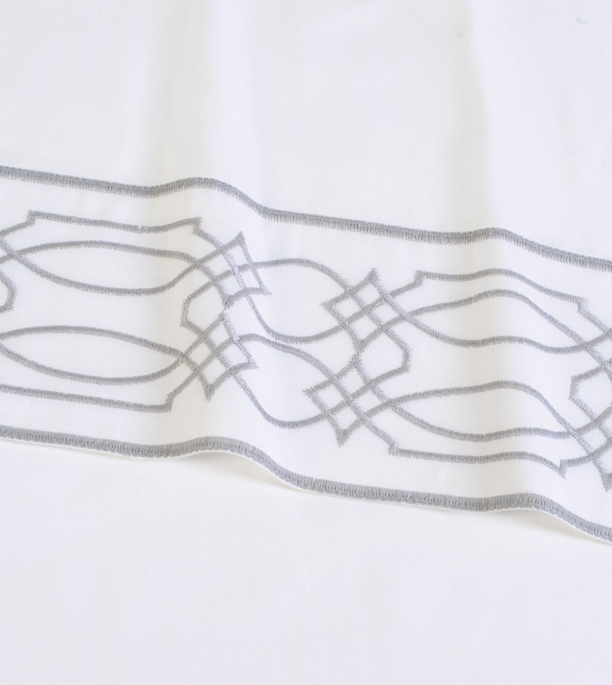 Nicola Embroidered Border Pillowcase in Gray