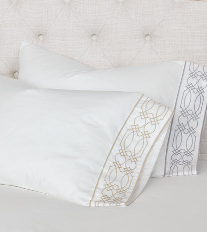 Nicola Embroidered Border Pillowcase in Gray