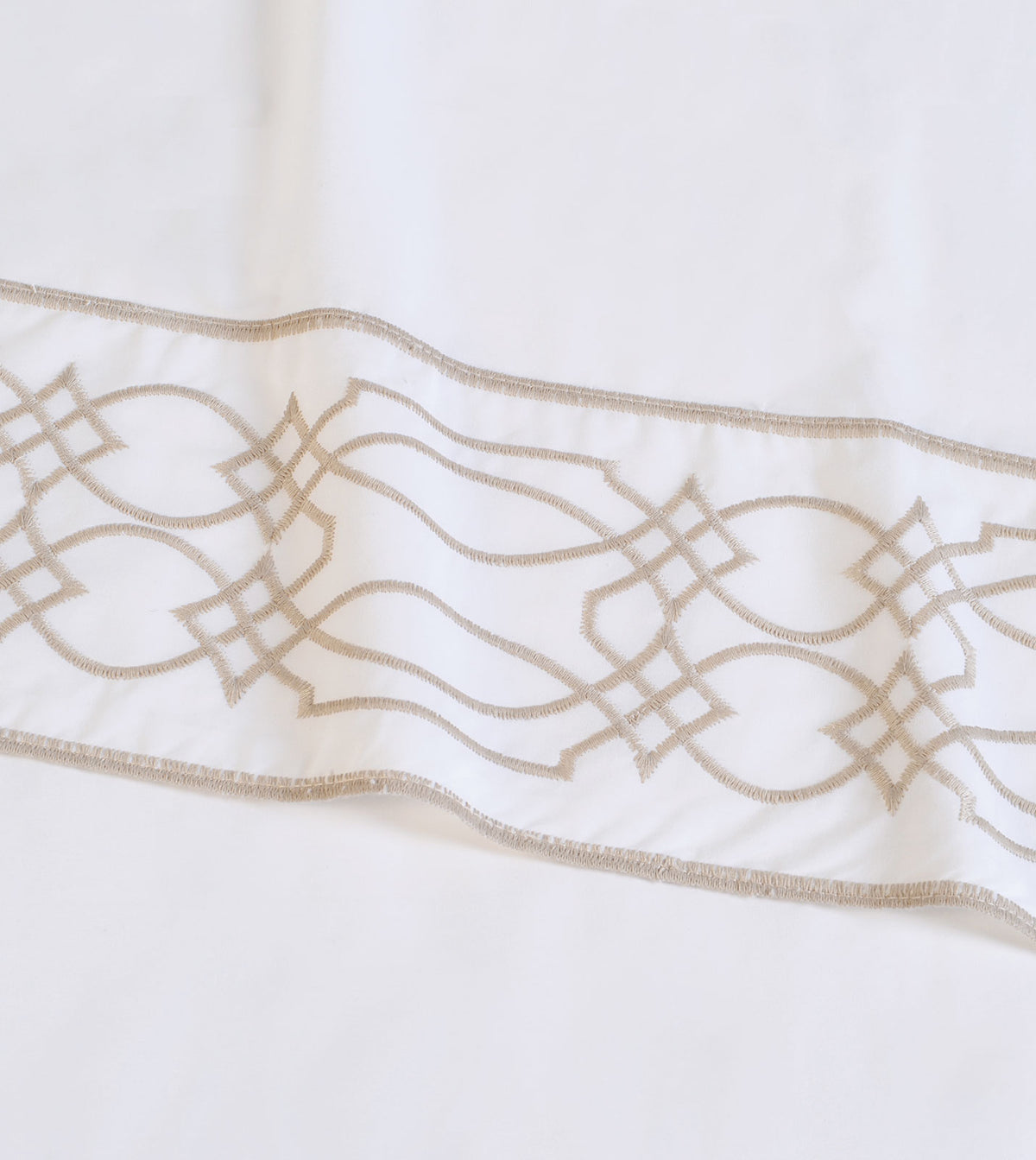 Nicola Embroidered Border Pillowcase in Wheat