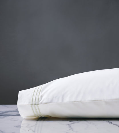 Tessa Satin Stitch Pillowcase in White/White
